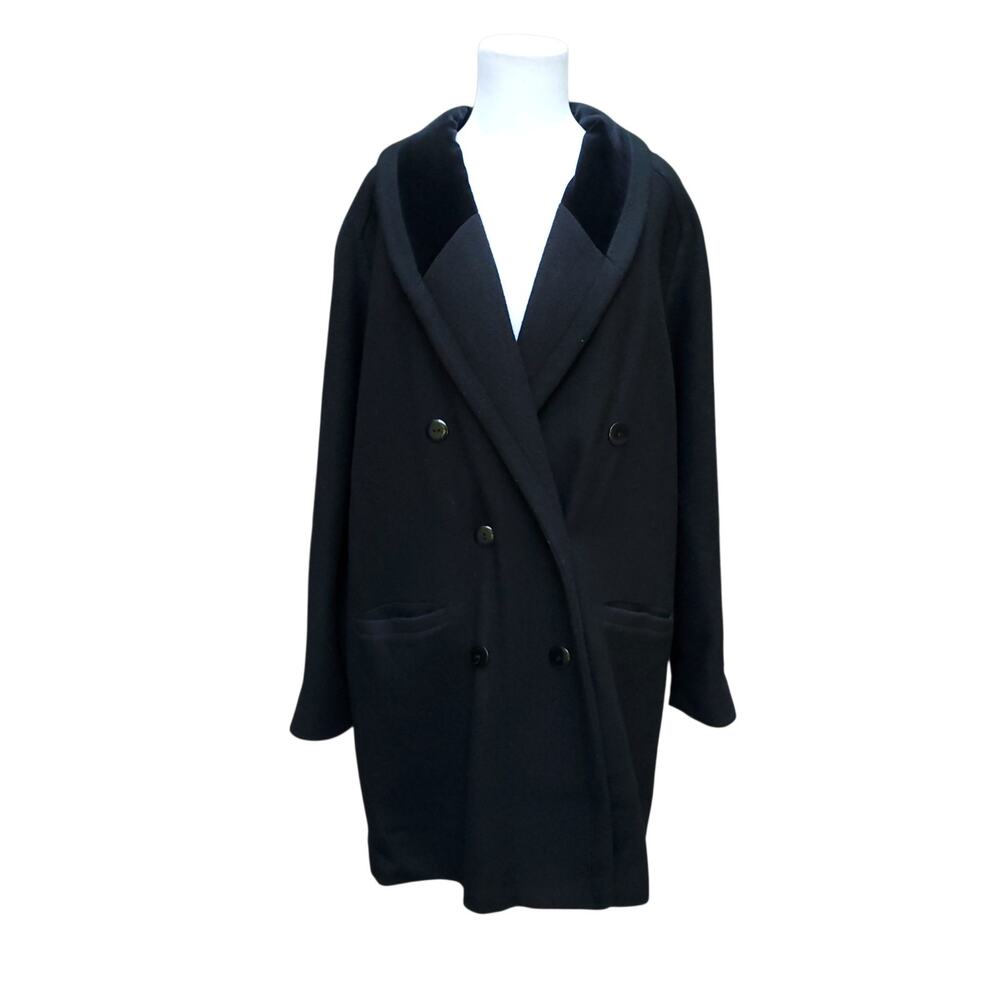 Vintage Donnybrook Black Wool Double Breasted Trench Coat Old Money Luxury 14
